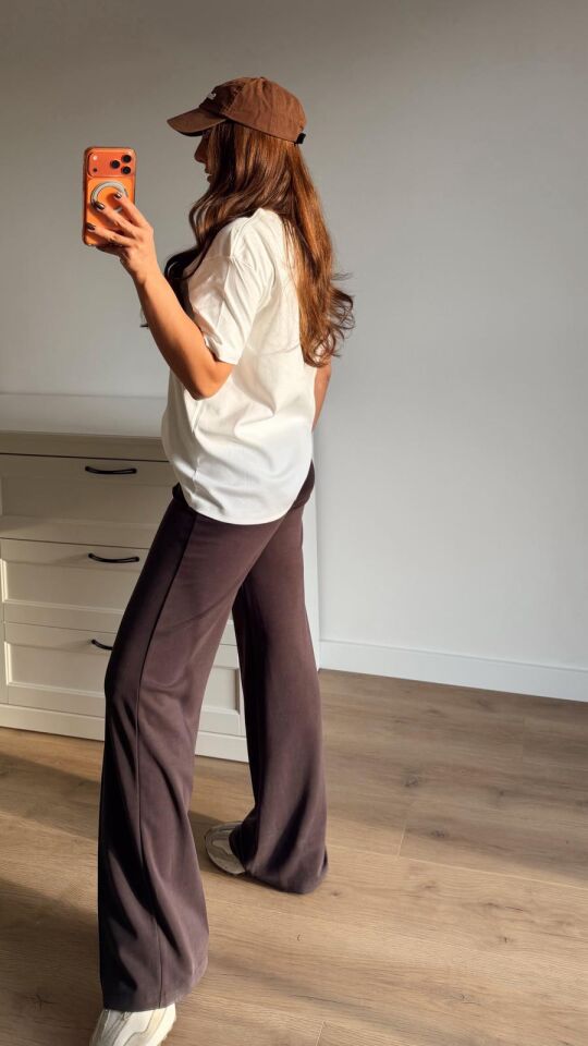 Dikiş Detay Kahve Pantolon