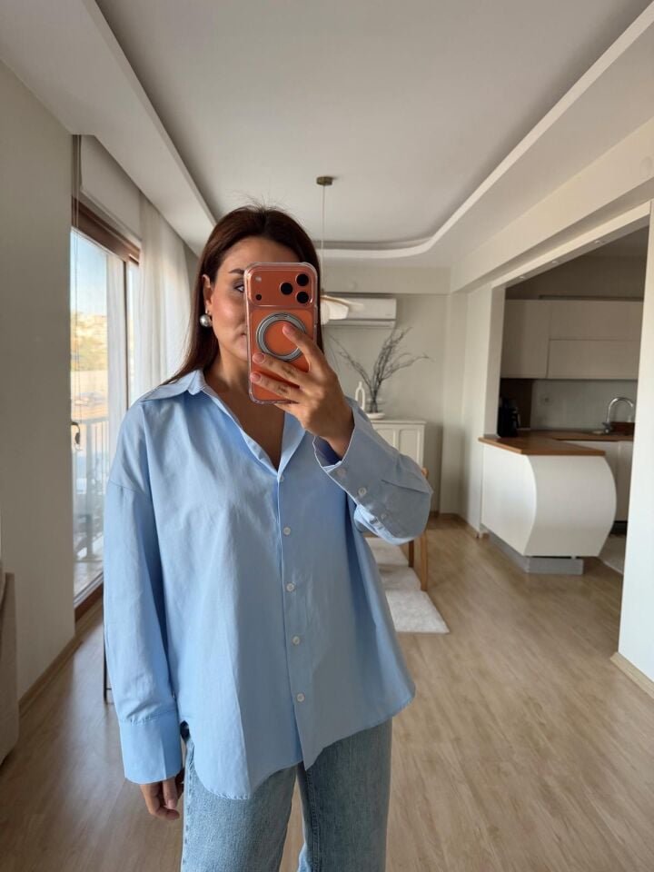 Mavi Basic Poplin Gömlek