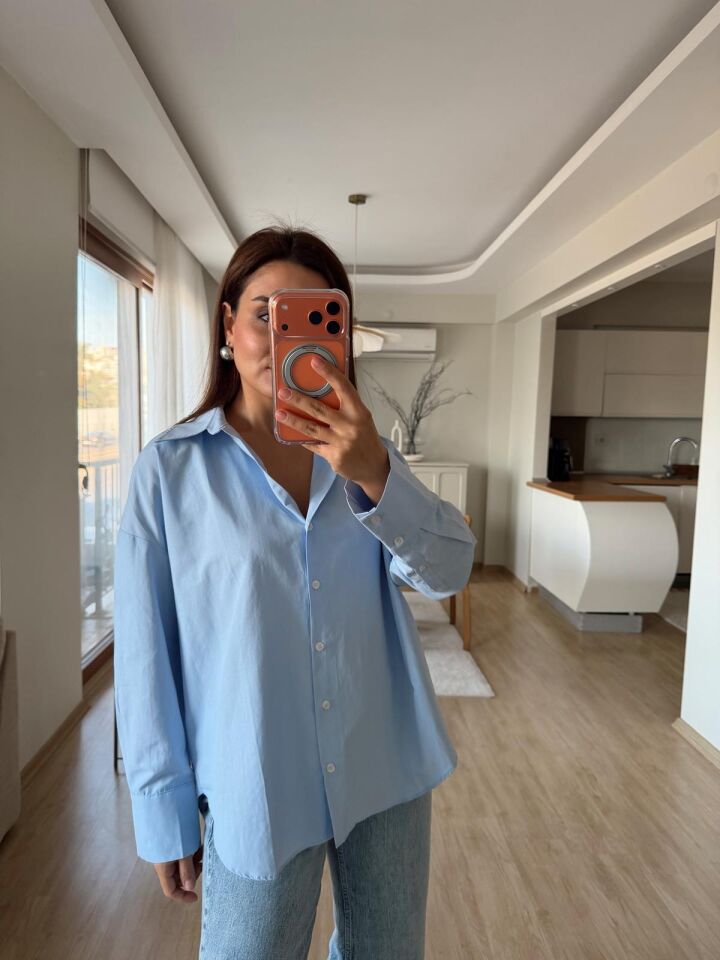 Mavi Basic Poplin Gömlek