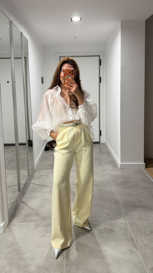 Sarı Palazzo Pantolon