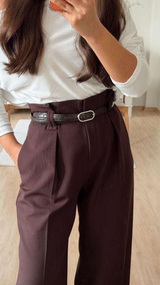 Crocodile Kemer Pantolon Kahve