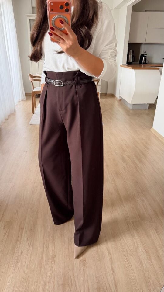 Crocodile Kemer Pantolon Kahve