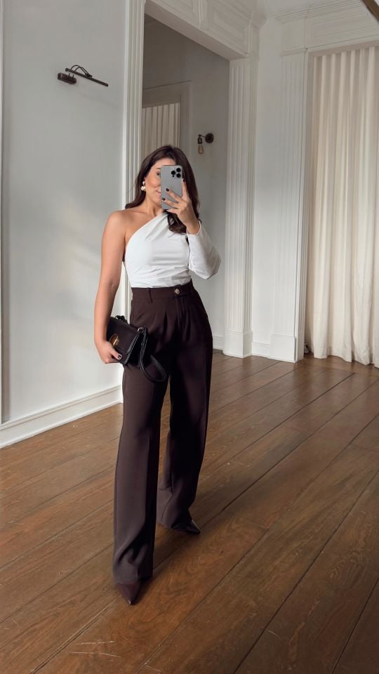 Gold Düğme Pantolon Kahve