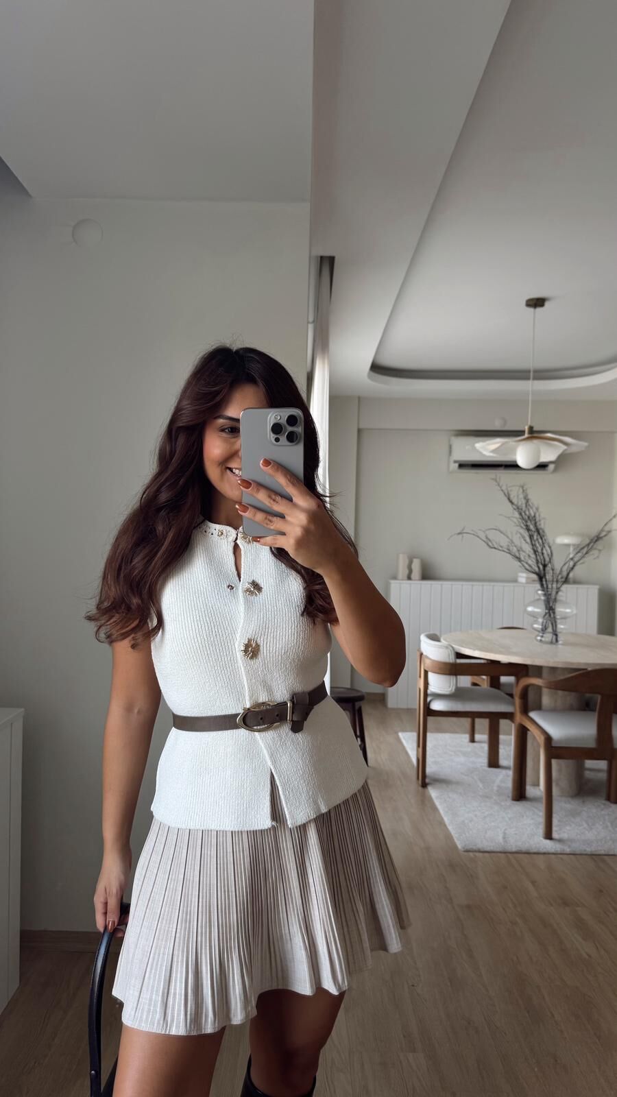 Gold Detay Yelek Ekru