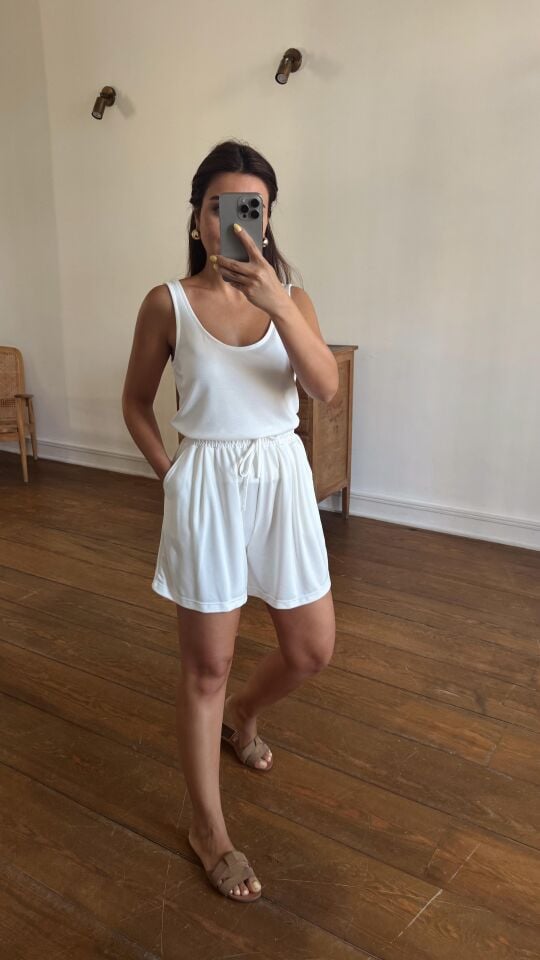 Basic Şortlu Takım Ekru