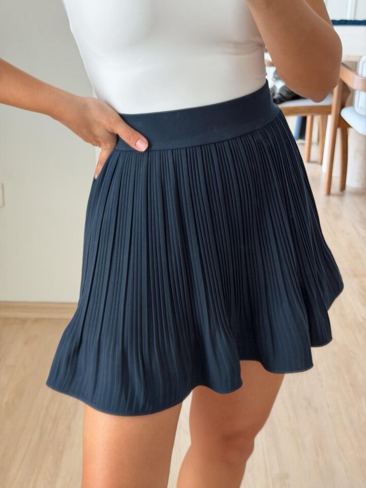 Piliseli Etek Lacivert