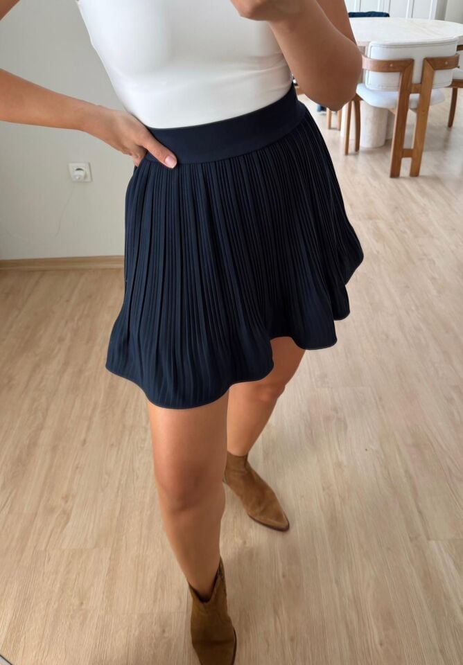 Piliseli Etek Lacivert