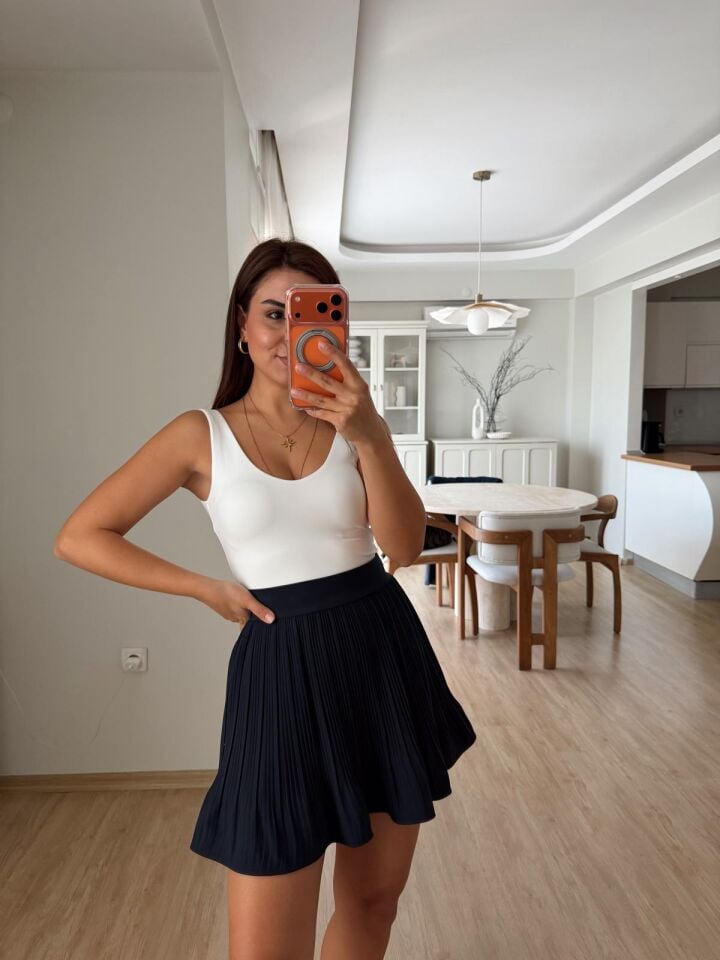 Piliseli Etek Lacivert