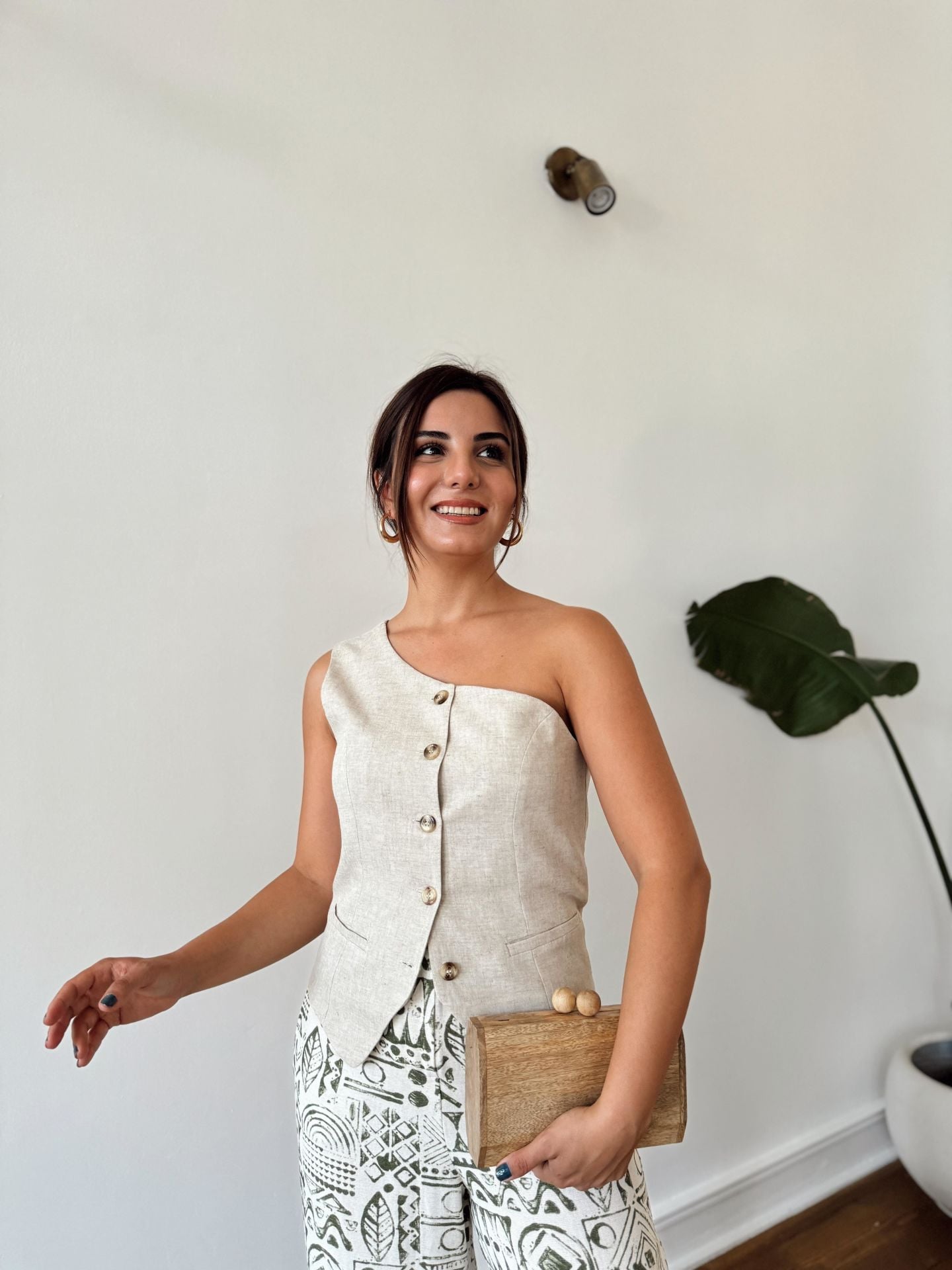 Asimetrik Yelek Natural