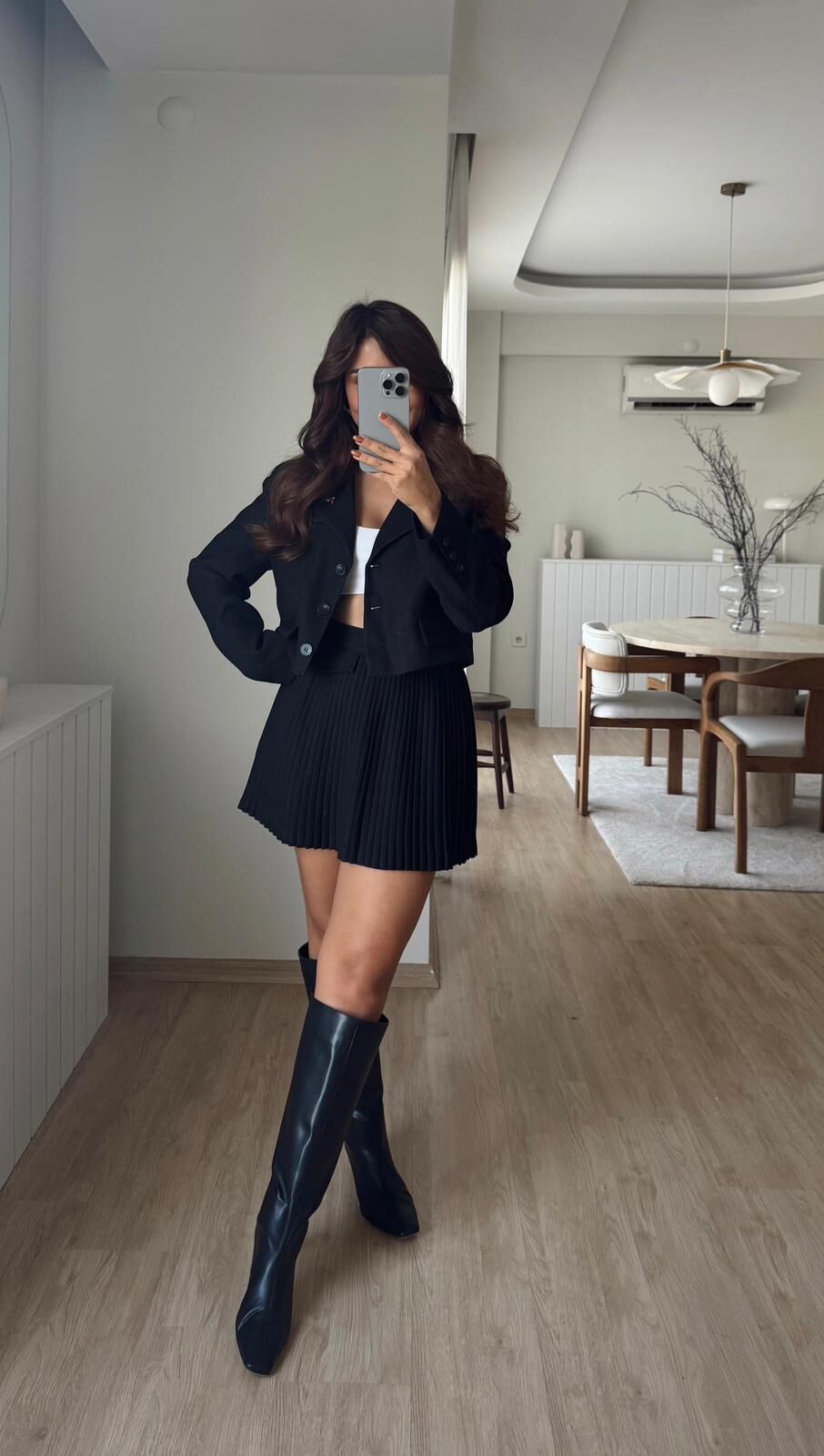 Süs Cep Piliseli Etek Siyah