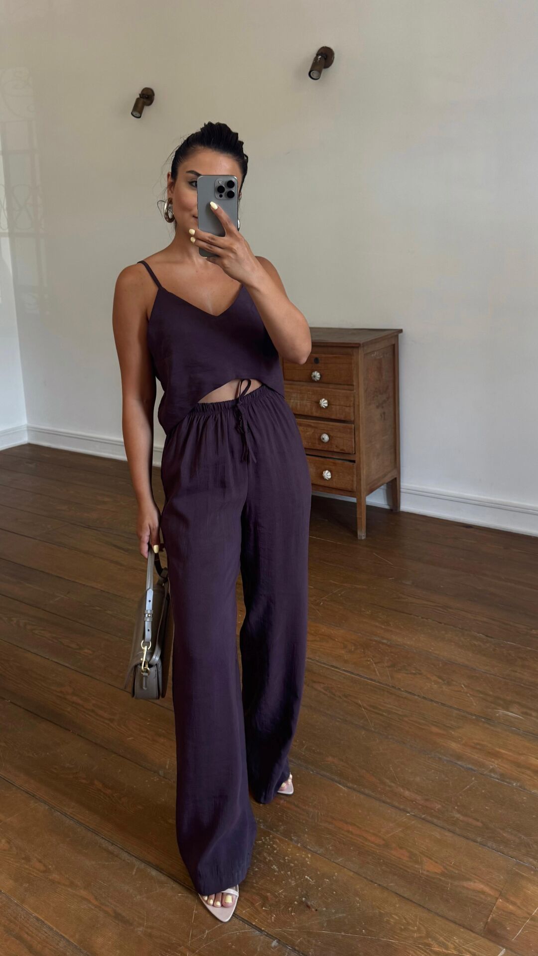 Askılı Crop Takım Mürdüm