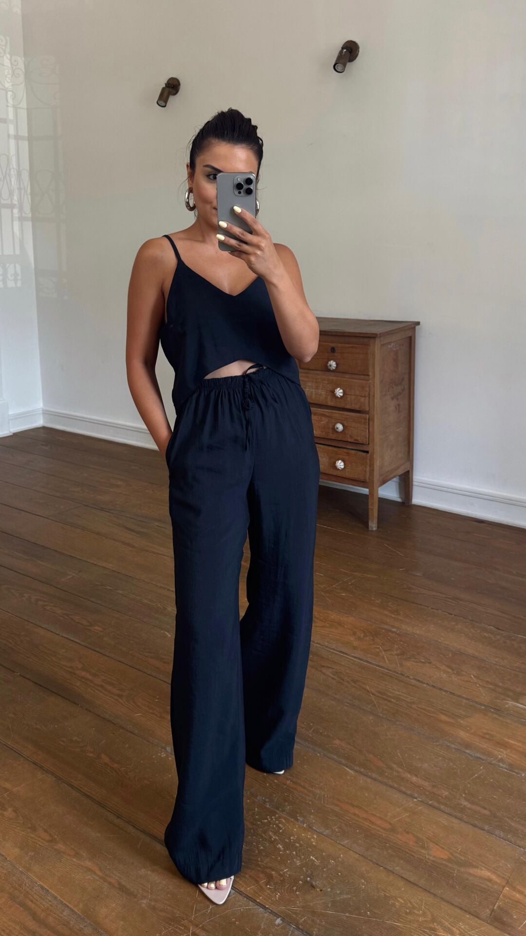 Askılı Crop Takım Siyah