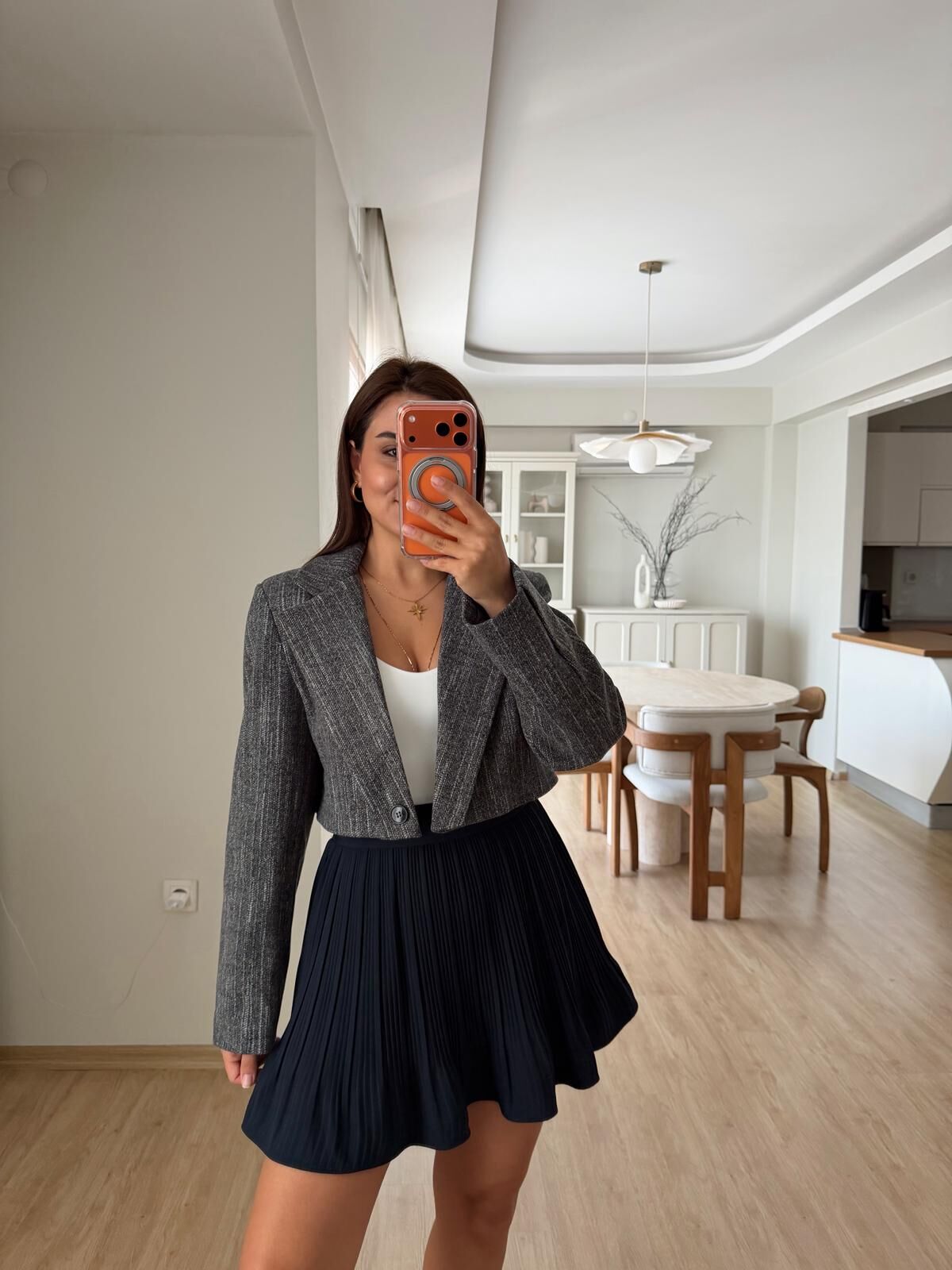 Dokulu Antrasit Crop Blazer