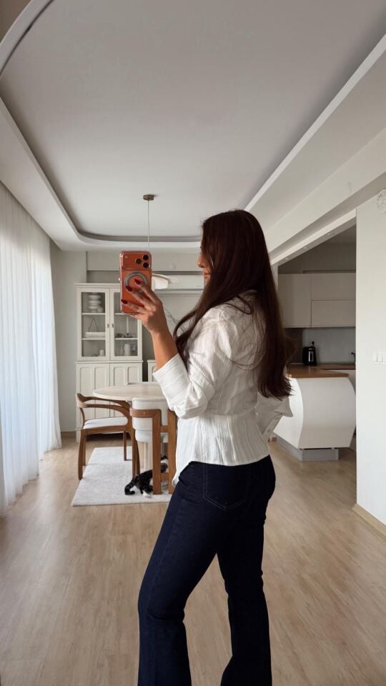 Yan Drape Gömlek Ekru