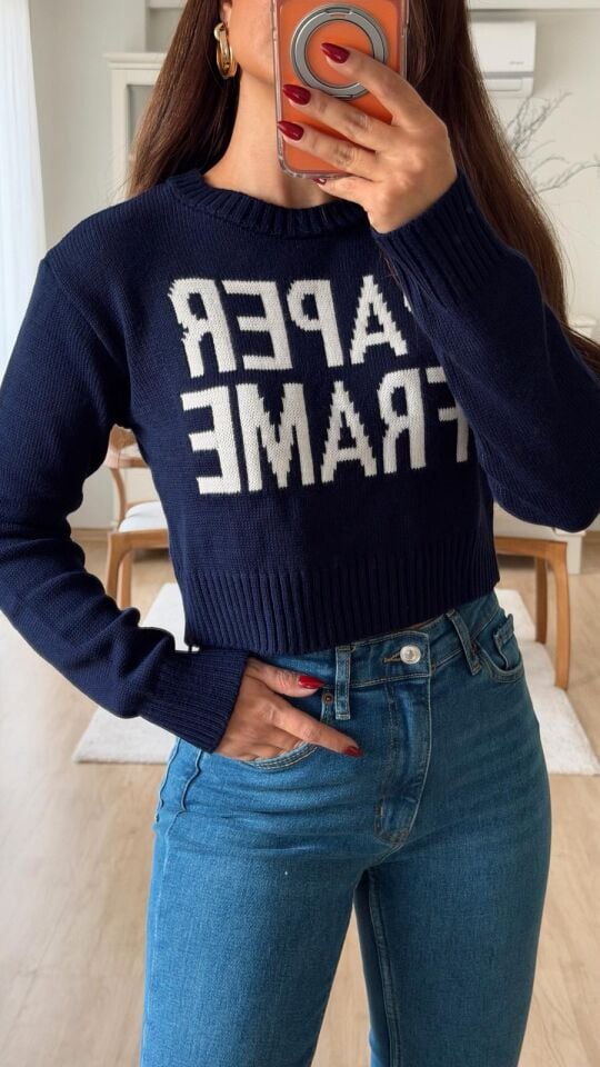 Yazılı Örgü Kazak Laci