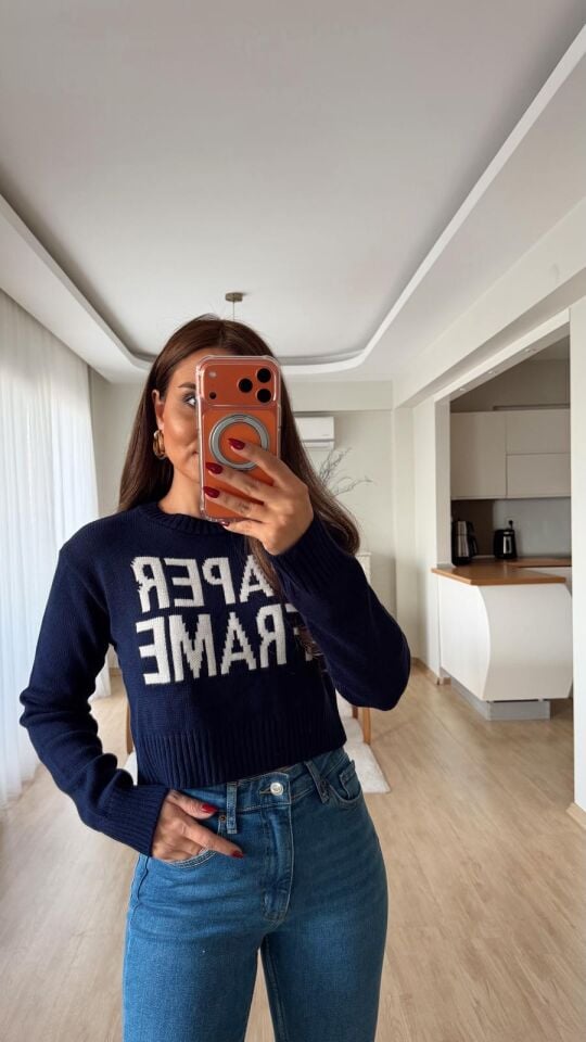 Yazılı Örgü Kazak Laci