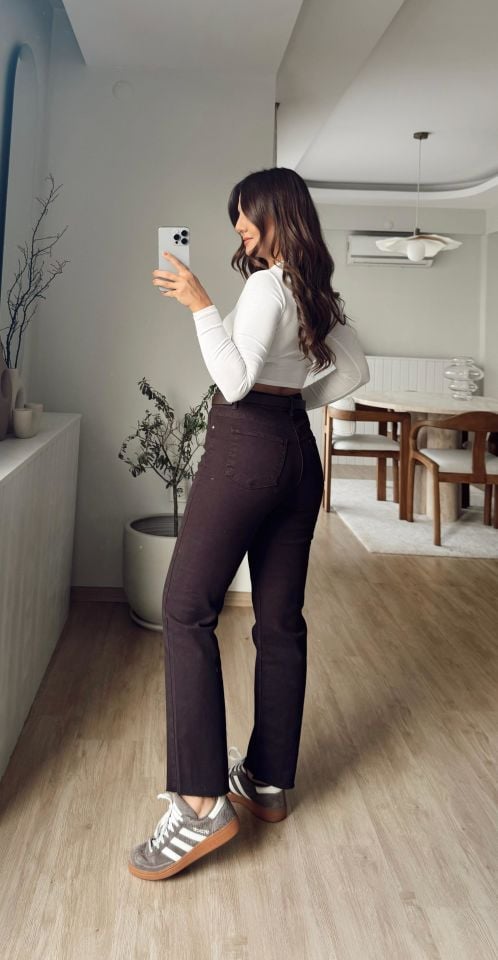 Acı Kahve Kesik Jean 2402