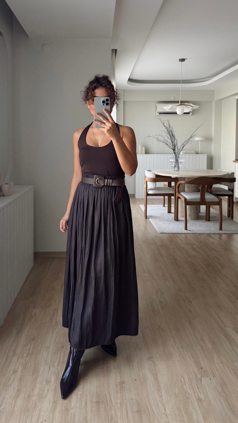 Acı Kahve Saten Etek