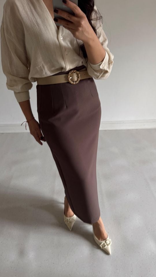 Kalem Midi Etek Kahve