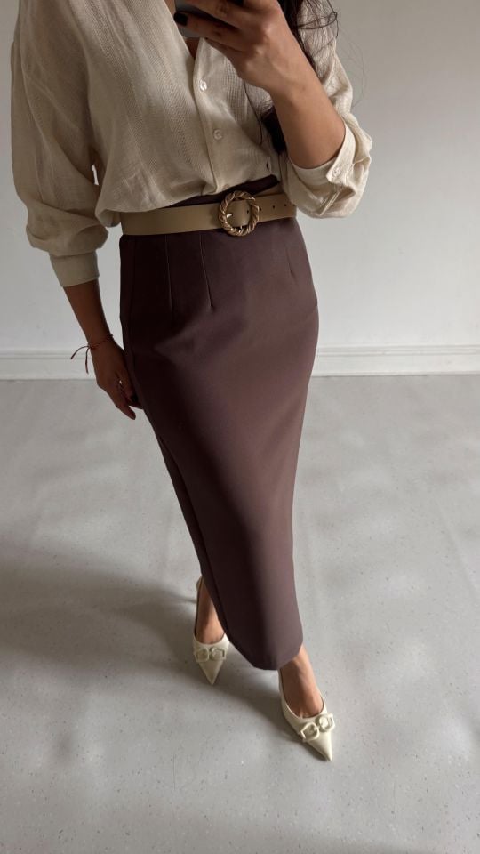 Kalem Midi Etek Kahve