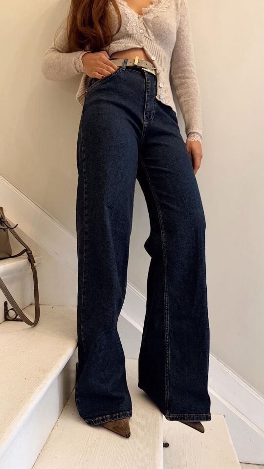 High Rise Wide Leg Jean Toprak