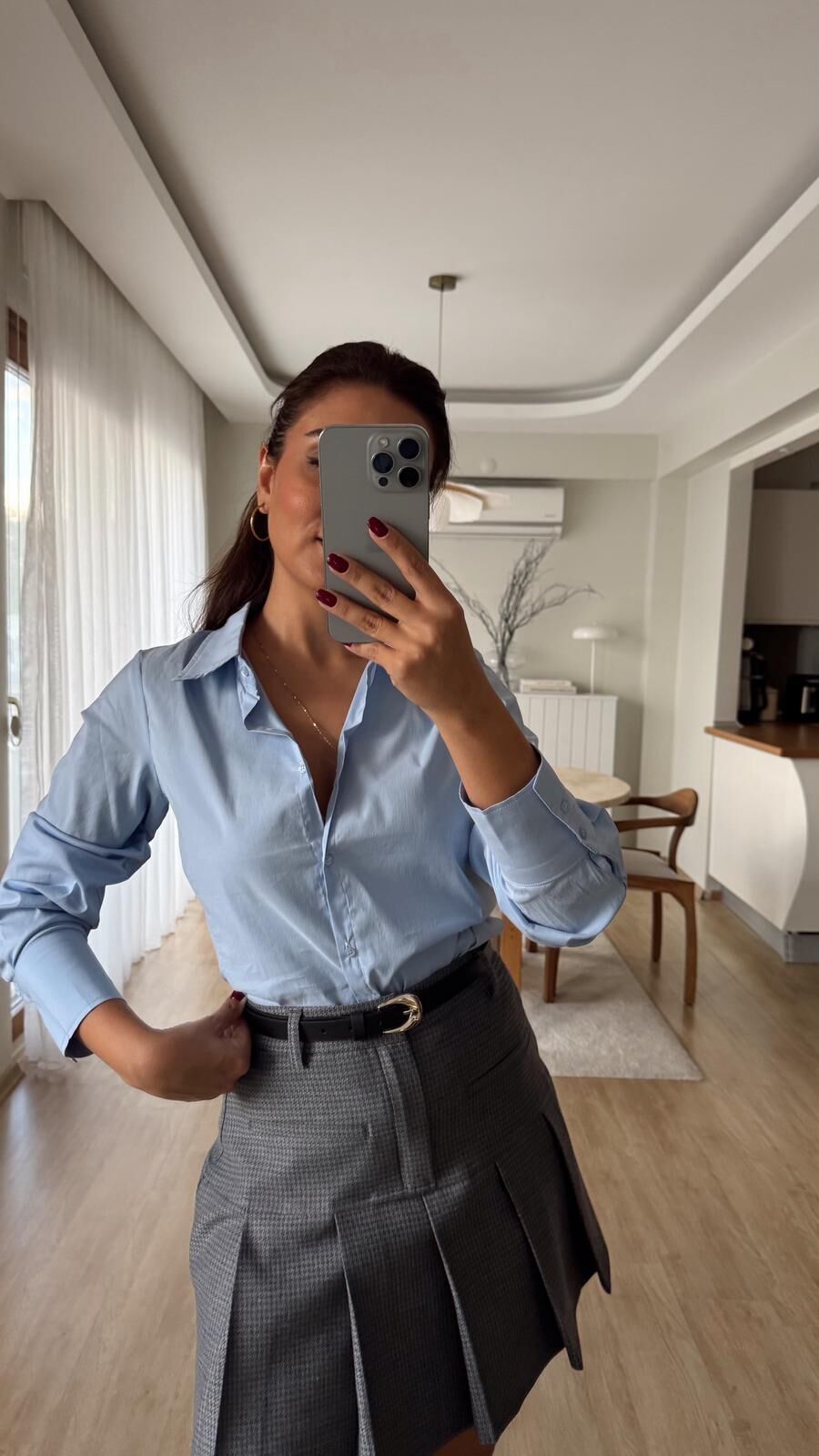 Mavi Strecth Gömlek