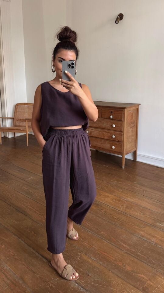 Bisiklet Yaka Takım Mürdüm