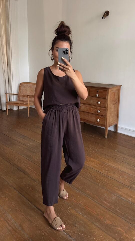 Bisiklet Yaka Takım Kahve