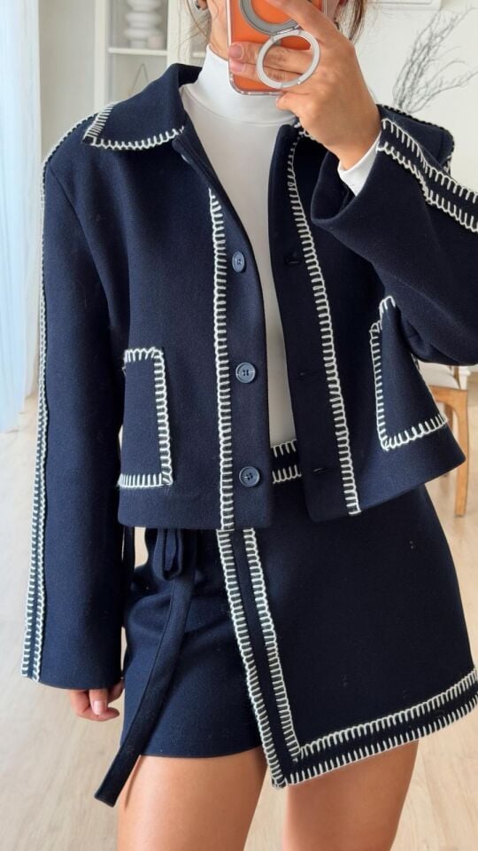 Çoban Dikiş Lacivert Ceket