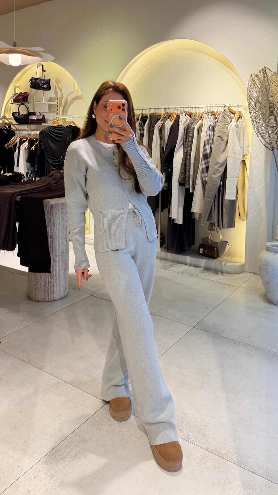 Çıtçıtlı Çelik Takım Gri