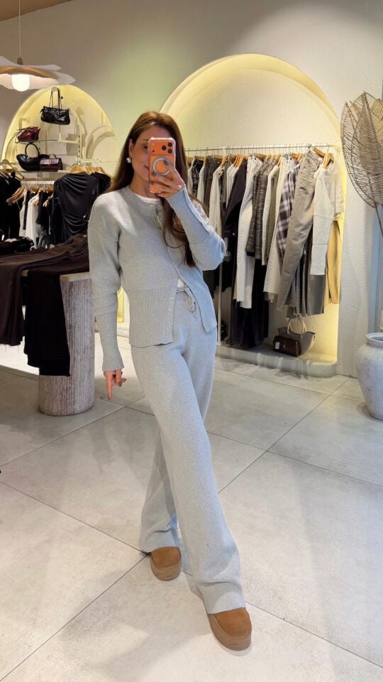 Çıtçıtlı Çelik Takım Gri