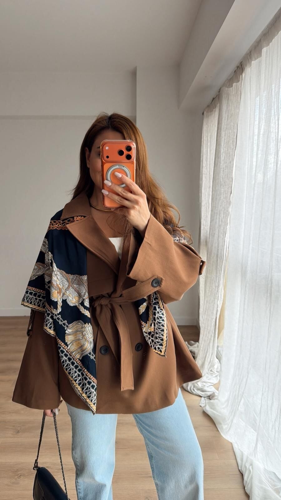 Kuşaklı Kısa Trench Kahve