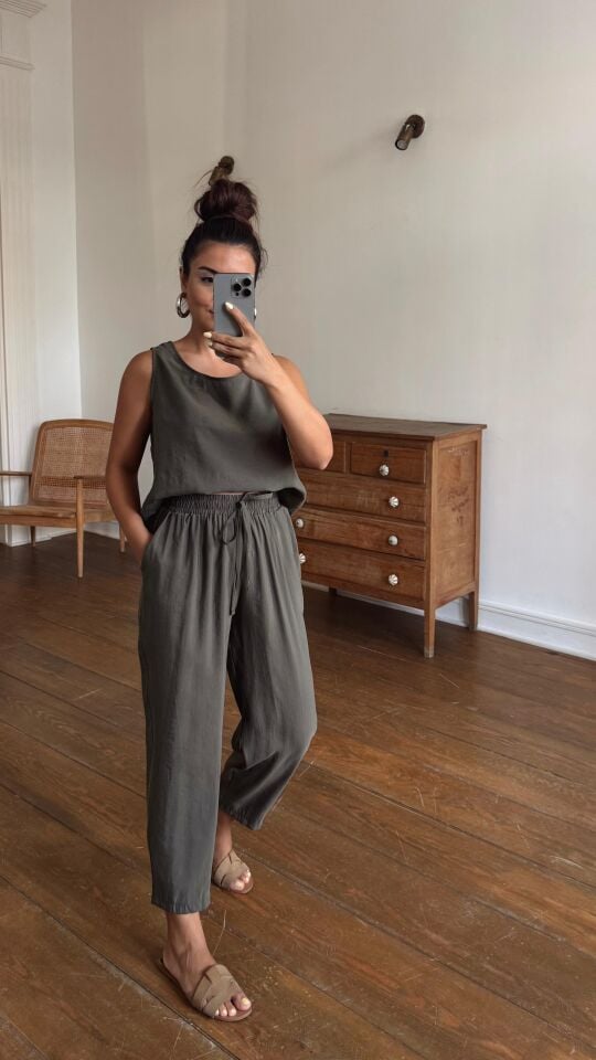 Bisiklet Yaka Takım Haki