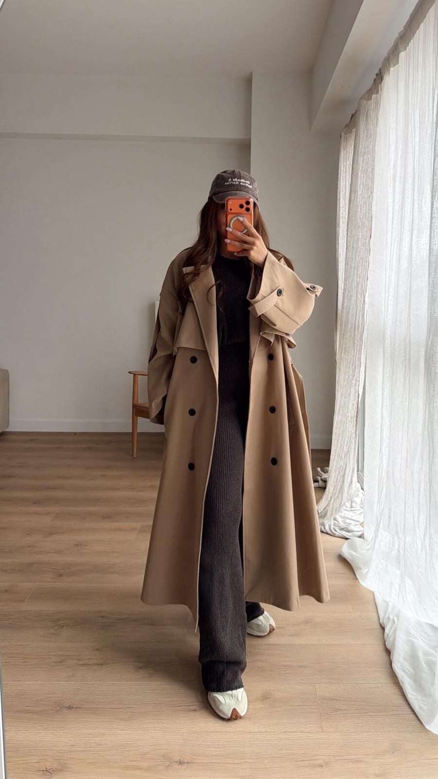 Premium Kuşaklı Bej Trench