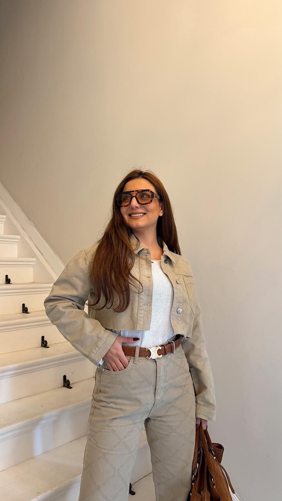 Dokulu Crop Ceket Taş