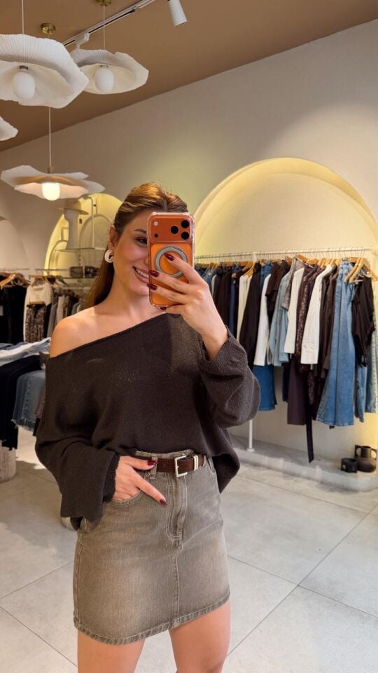 Zr Kayık Yaka İnce Triko Haki