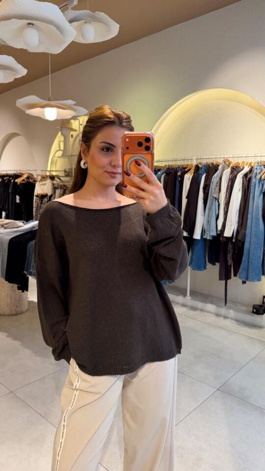 Zr Kayık Yaka İnce Triko Haki