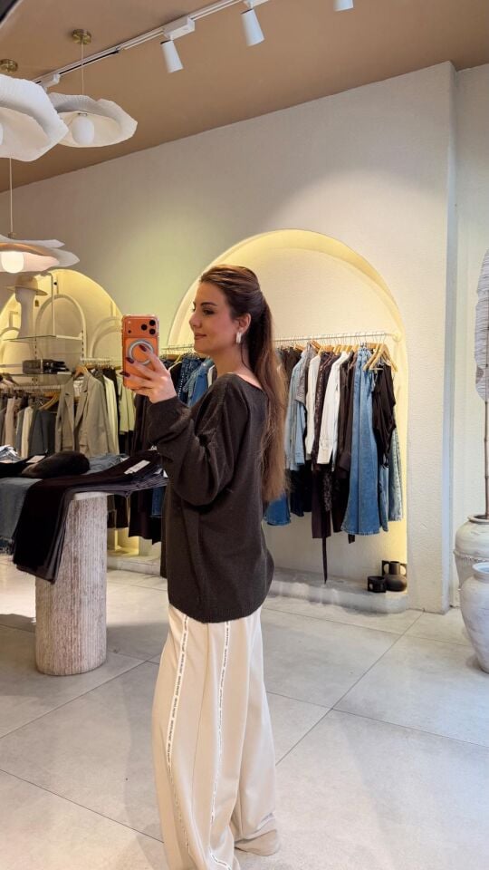 Zr Kayık Yaka İnce Triko Haki