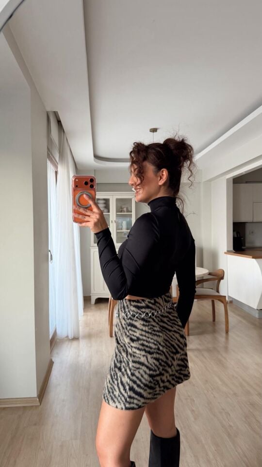 Jarse Dik Yaka Bluz Siyah