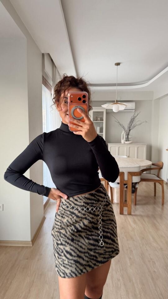 Jarse Dik Yaka Bluz Siyah