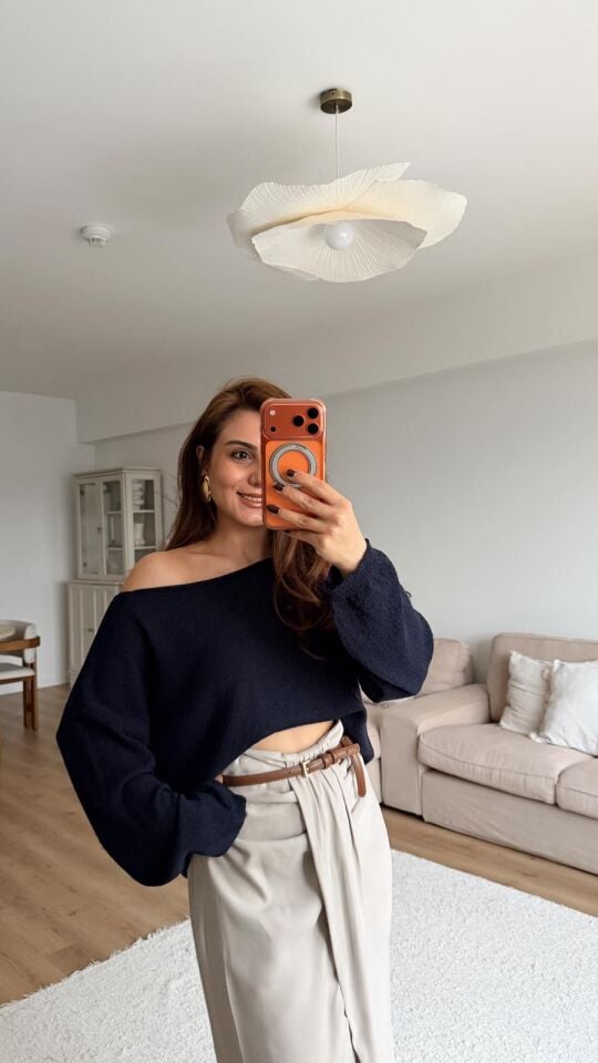 Zr Kayık Yaka İnce Triko Laci