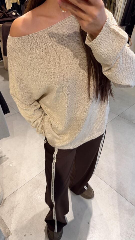 Zr Kayık Yaka İnce Triko Bej