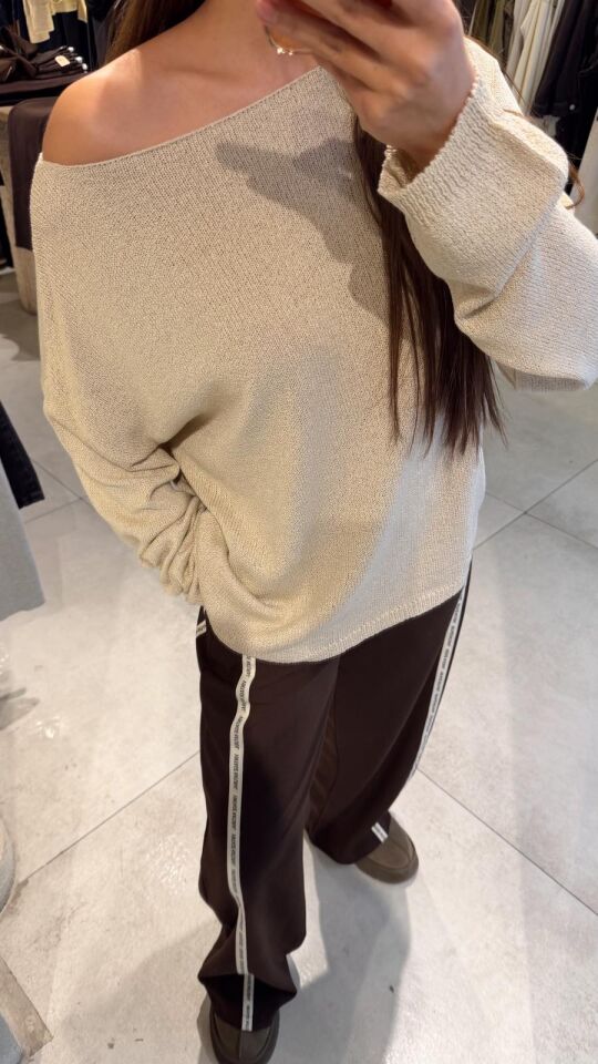 Zr Kayık Yaka İnce Triko Bej