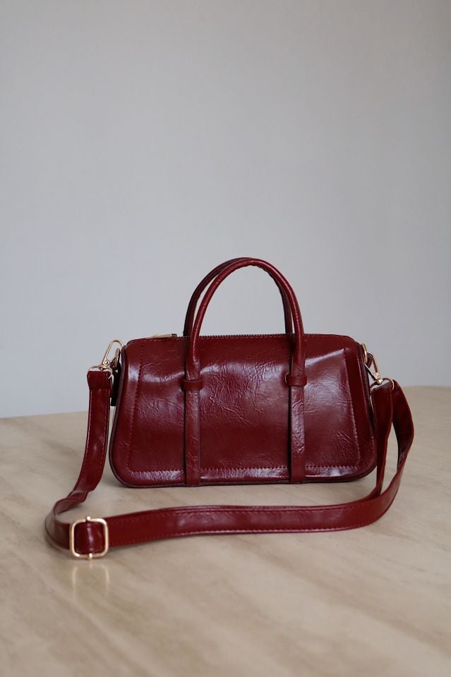 Dokulu Mini Çanta Bordo