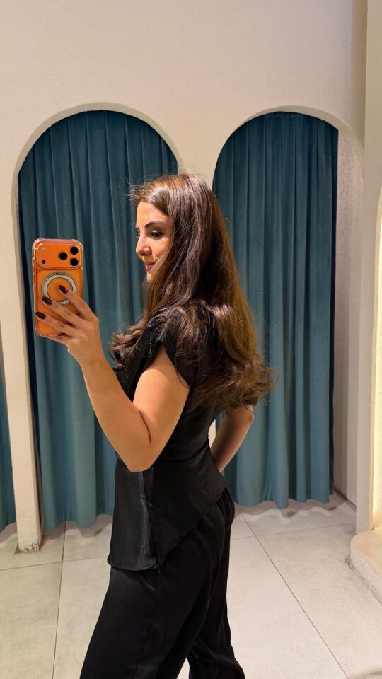 Tokalı Saten Bluz Siyah