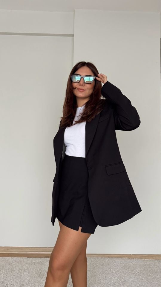 Erkek Yaka Blazer-Siyah