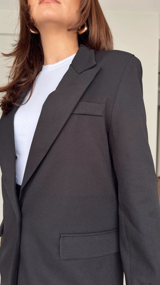Erkek Yaka Blazer-Siyah