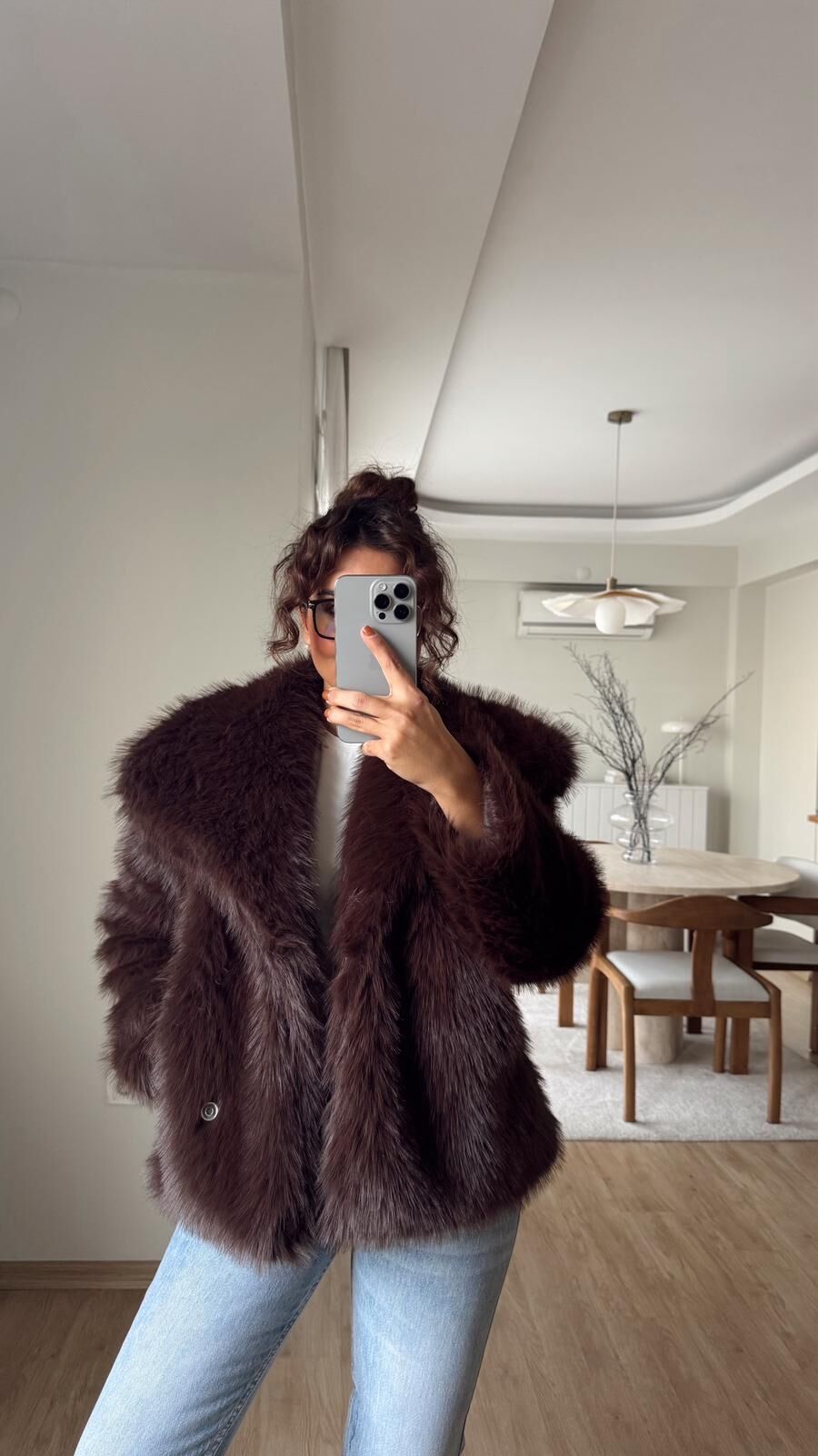 Acı Kahve Yakalı Kürk