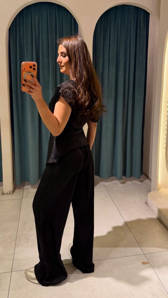 Siyah Saten Pantolon