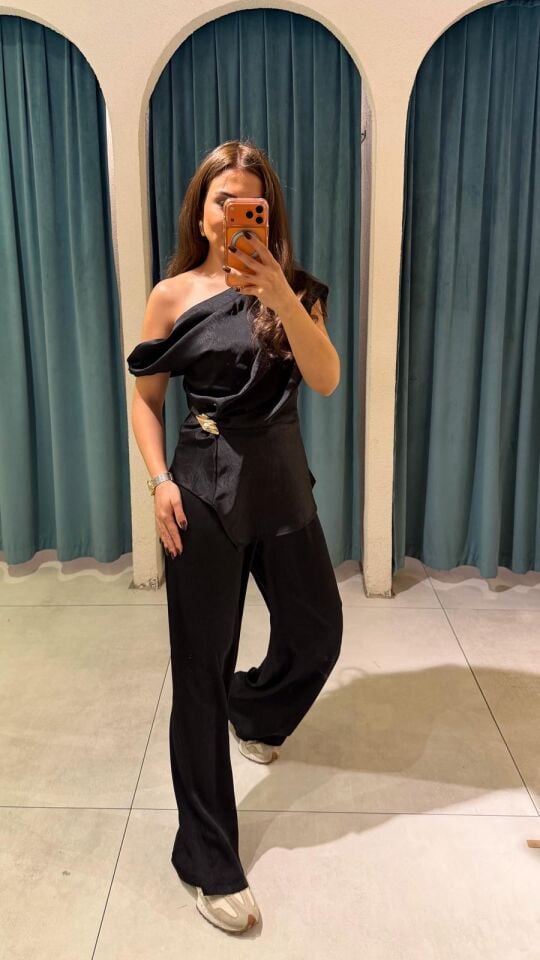 Siyah Saten Pantolon